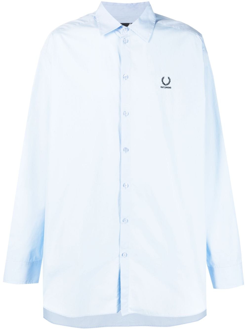 Raf Simons X Fred Perry embroidered-logo oversized shirt - Blue von Raf Simons X Fred Perry