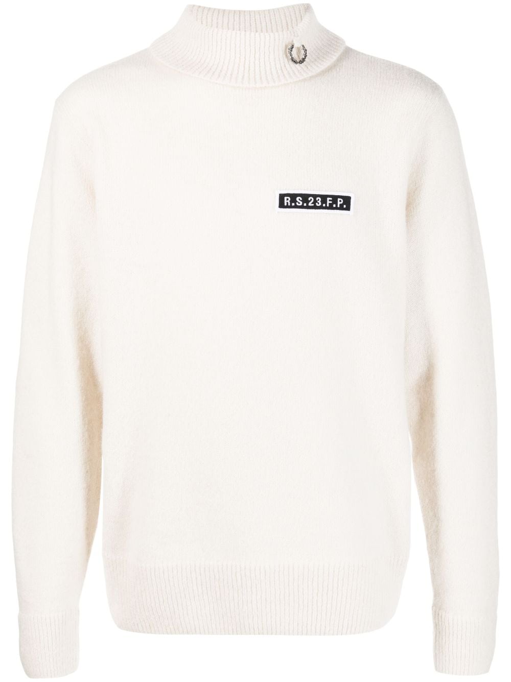 Raf Simons X Fred Perry logo-patch turtleneck jumper - Neutrals von Raf Simons X Fred Perry