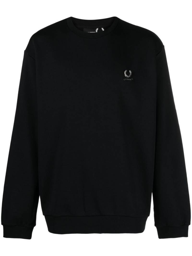 Raf Simons X Fred Perry slogan-embroidered cotton sweatshirt - Black von Raf Simons X Fred Perry