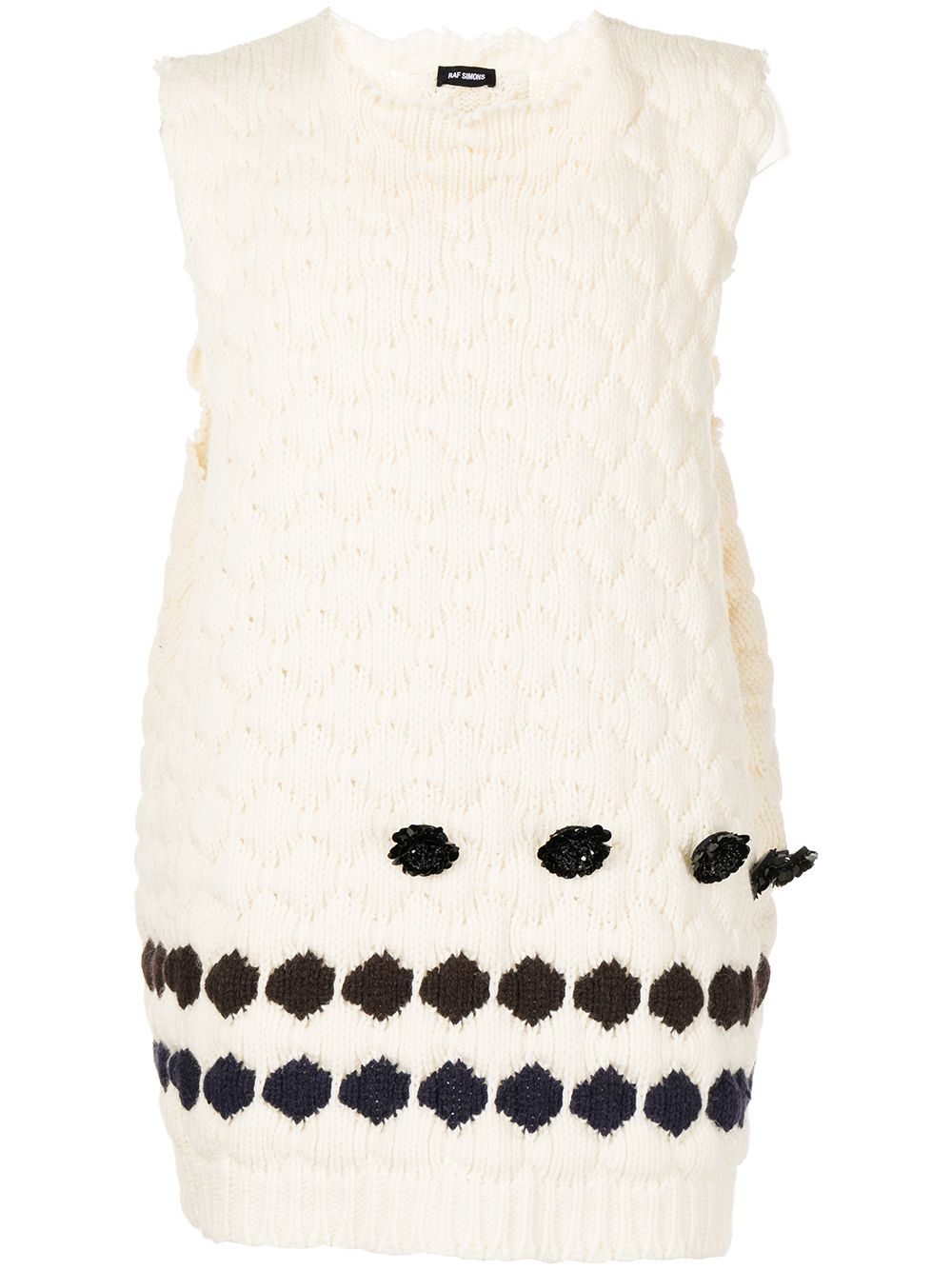 Raf Simons diamond-stitch floral-embellished knitted vest - White von Raf Simons