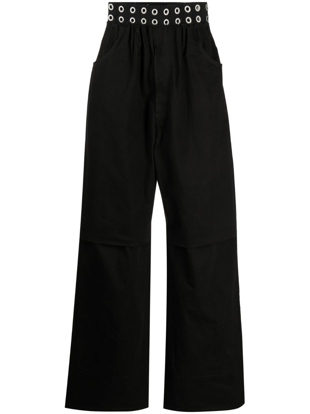 Raf Simons eyelet-detail wide-leg trousers - Black von Raf Simons