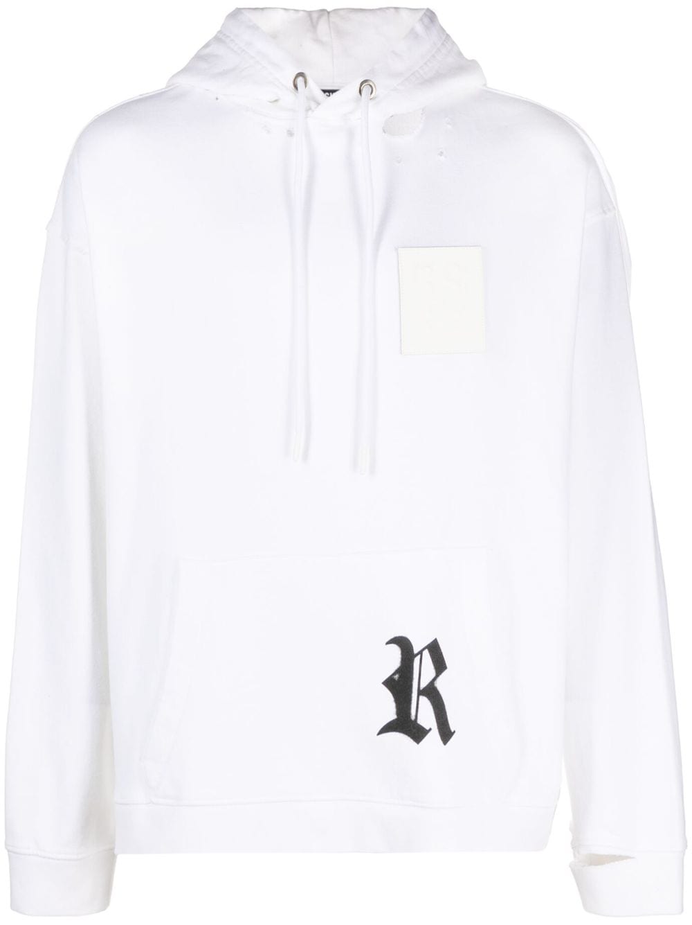 Raf Simons logo patch ripped hoodie - White von Raf Simons