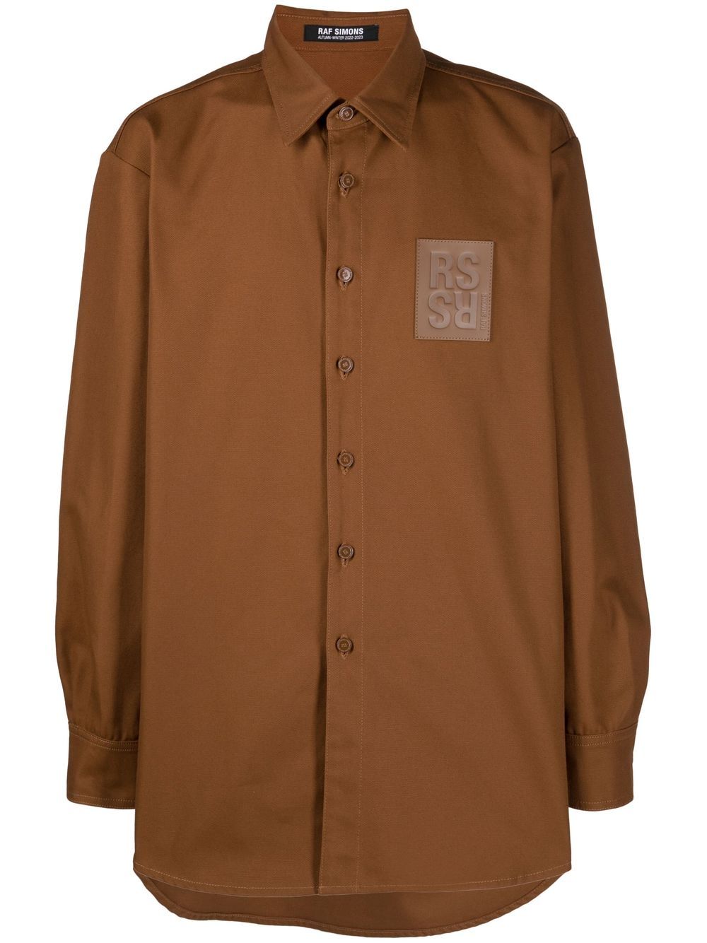 Raf Simons logo-patch shirt - Brown von Raf Simons