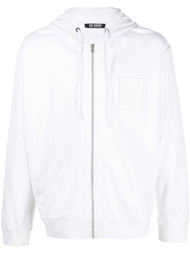 Raf Simons logo-patch zip-up hoodie - White von Raf Simons