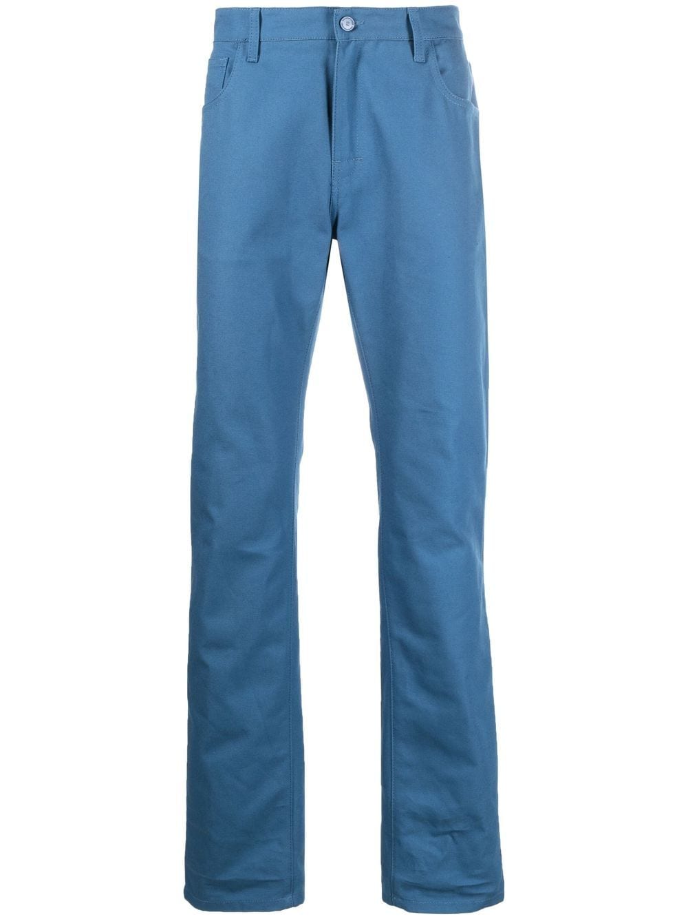 Raf Simons logo plaque straight-leg trousers - Blue von Raf Simons