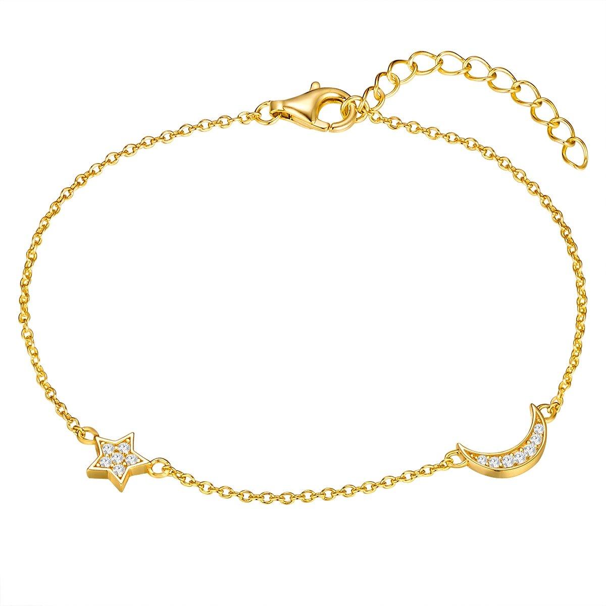 Armband Mond, Stern Damen Gold 17cm von Rafaela Donata