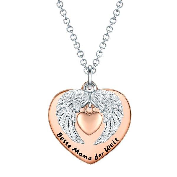Halskette Herz Mit Engelsflügel + Spruch "beste Ma Damen Silber 42cm von Rafaela Donata