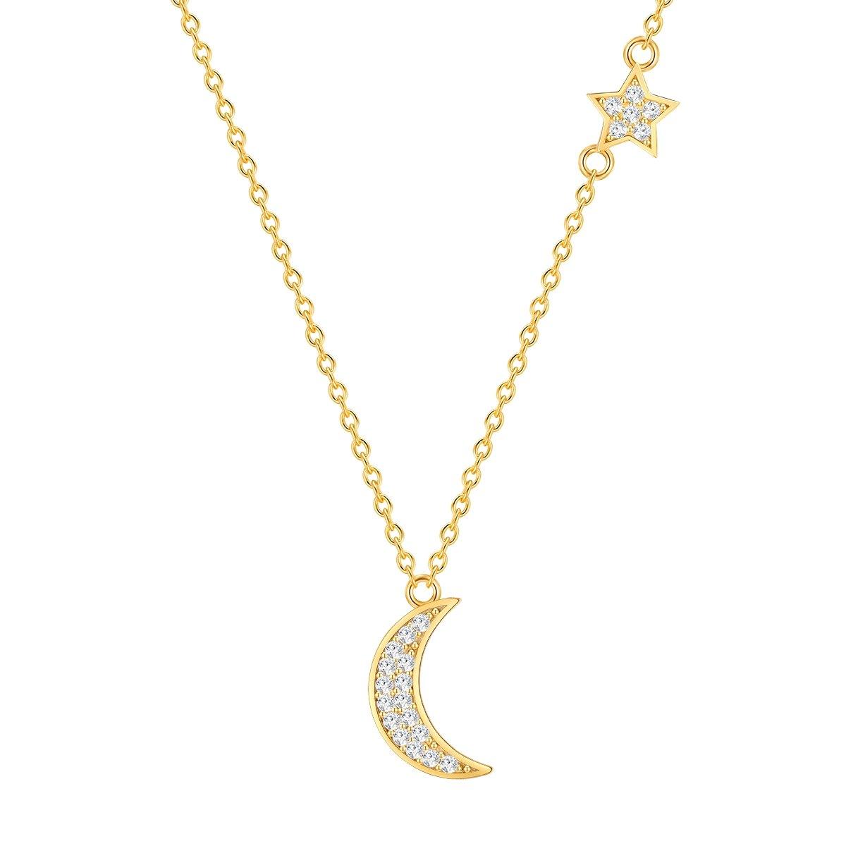 Halskette Mond, Stern Damen Gold 40cm von Rafaela Donata