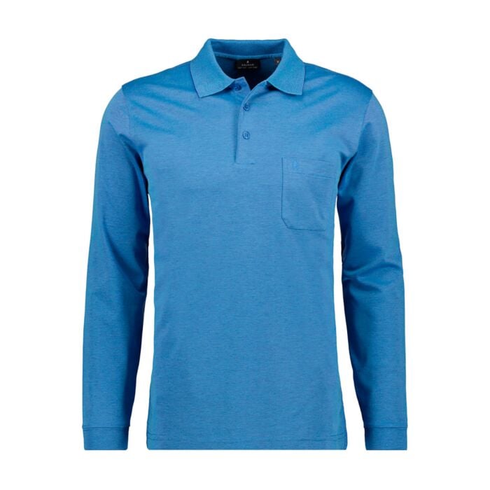 Ragman Herren-Poloshirt langarm uni, blau, XL von Ragman