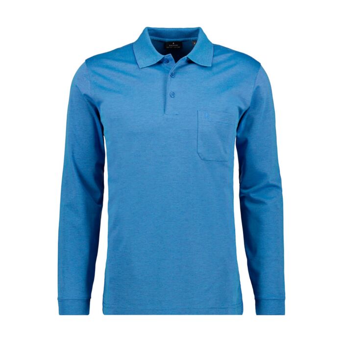 Ragman Herren-Poloshirt langarm uni, blau, Xxxl von Ragman