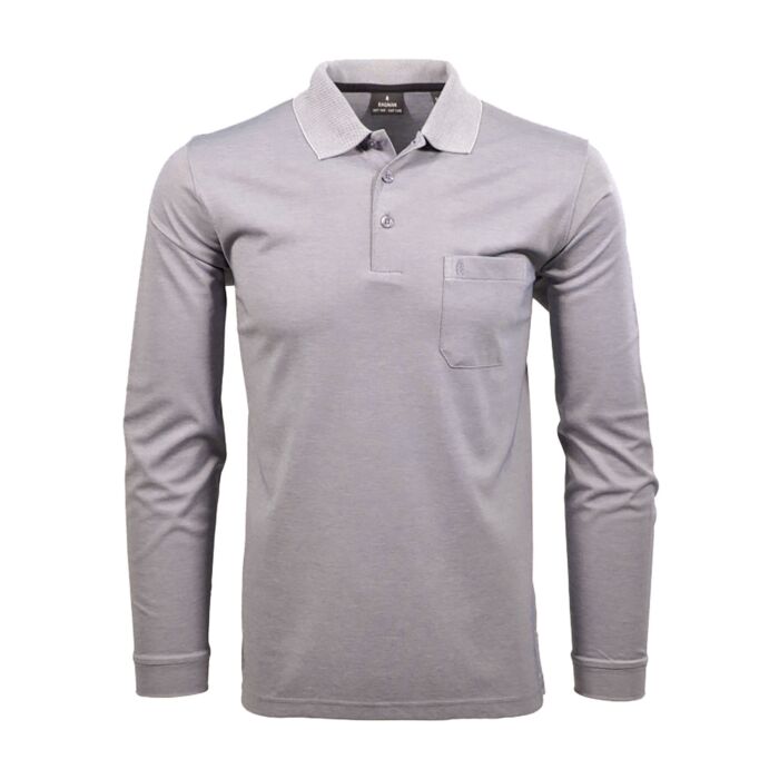 Ragman Herren-Poloshirt langarm uni, grau von Ragman