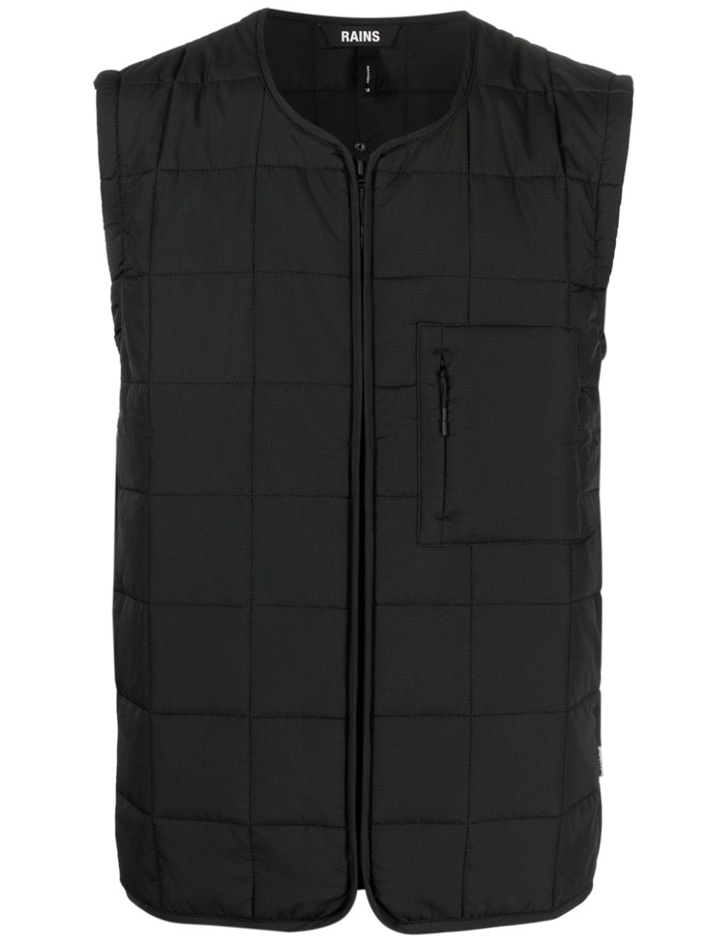 Rains Liner zip-up quilted vest - Black von Rains