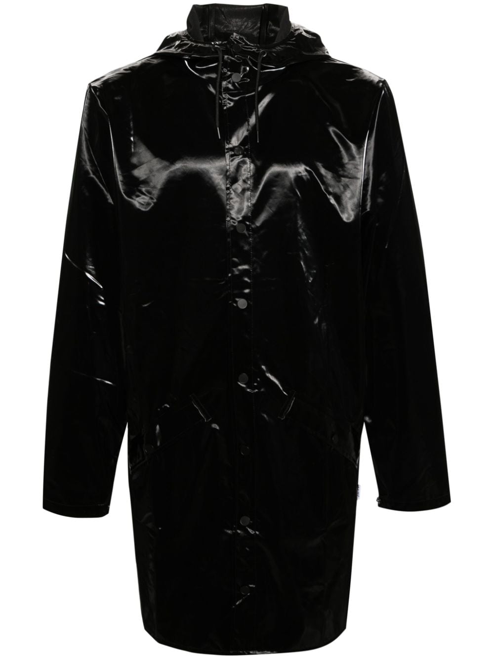 Rains coated hooded parka coat - Black von Rains