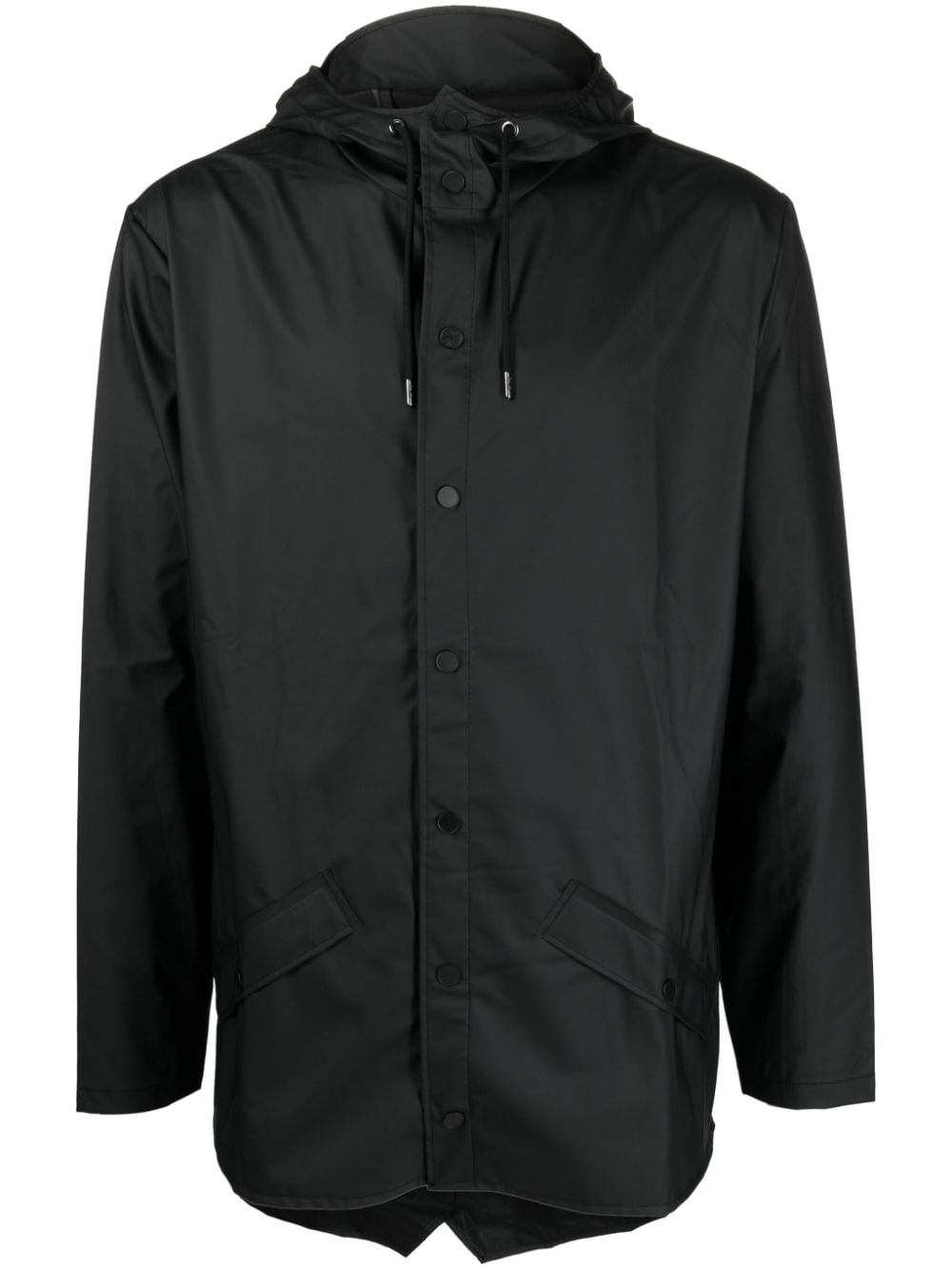 Rains drawstring-hooded buttoned rain jacket - Black von Rains