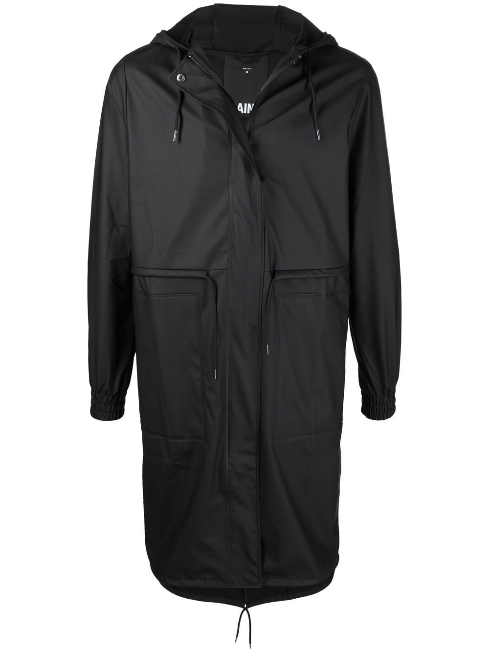 Rains drawstring hooded raincoat - Black von Rains