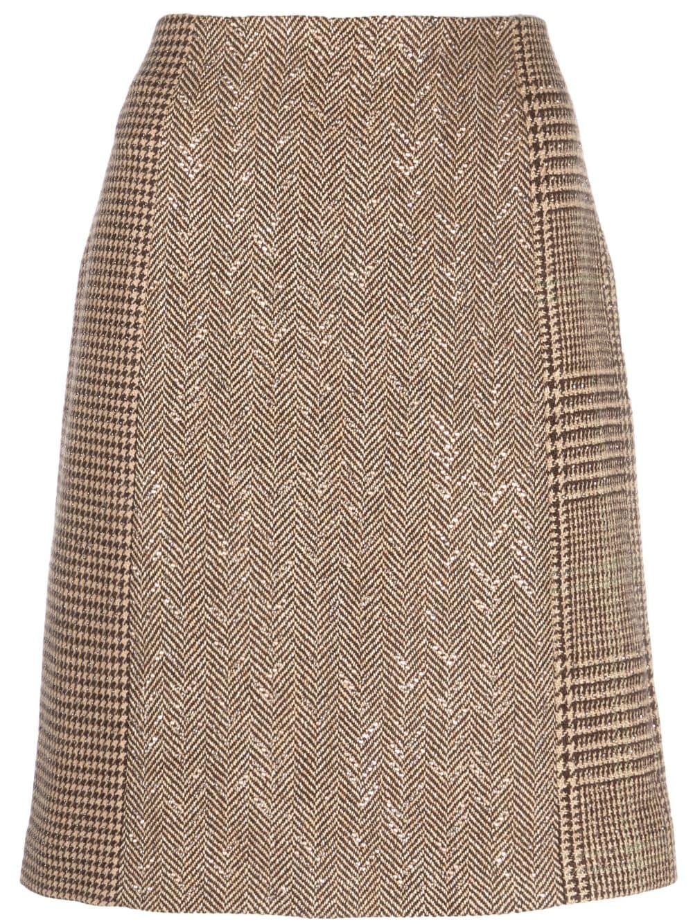 Ralph Lauren Collection chevron houndstooth-pattern straight skirt - Brown von Ralph Lauren Collection