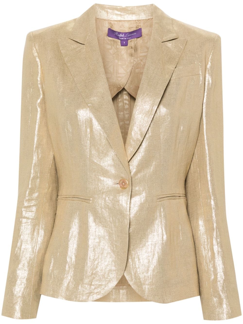 Ralph Lauren Collection Aaiden foiled linen blazer - Gold von Ralph Lauren Collection