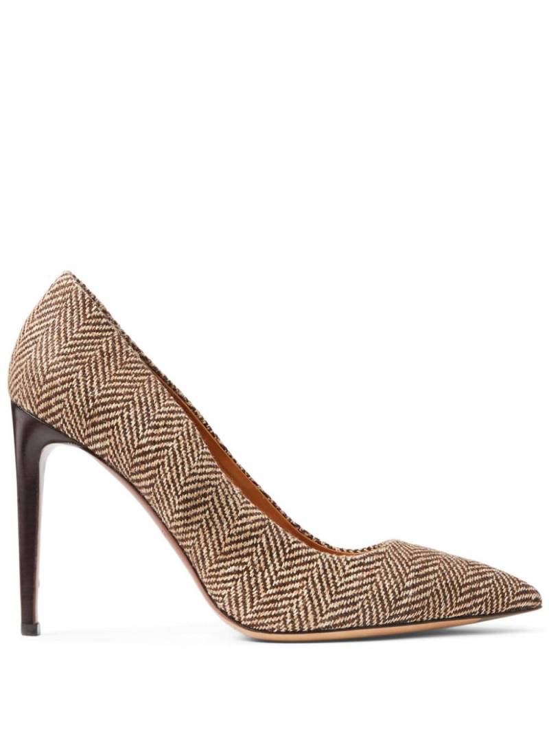 Ralph Lauren Collection Celia 100mm herringbone-pattern pump - Brown von Ralph Lauren Collection