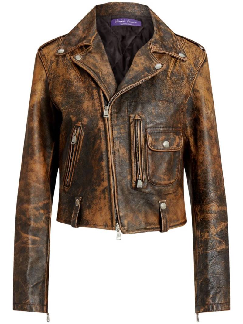 Ralph Lauren Collection Dwight Washed leather biker jacket - Brown von Ralph Lauren Collection