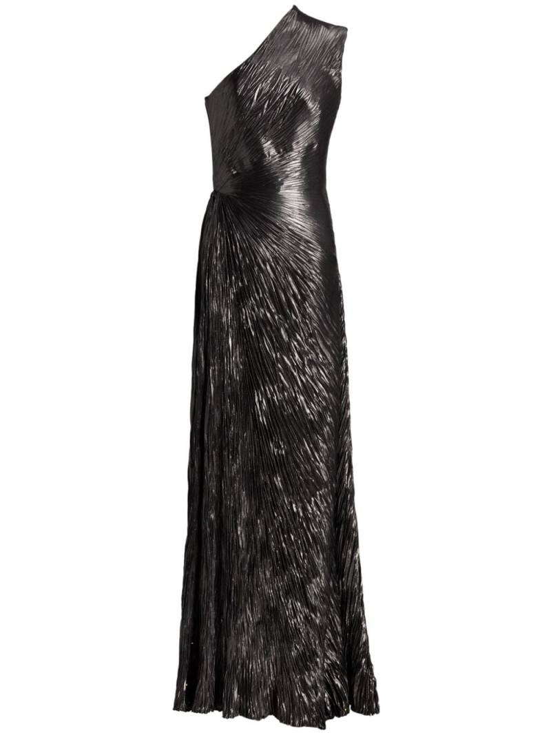 Ralph Lauren Collection Hadlea foiled-finish ruched dress - Black von Ralph Lauren Collection