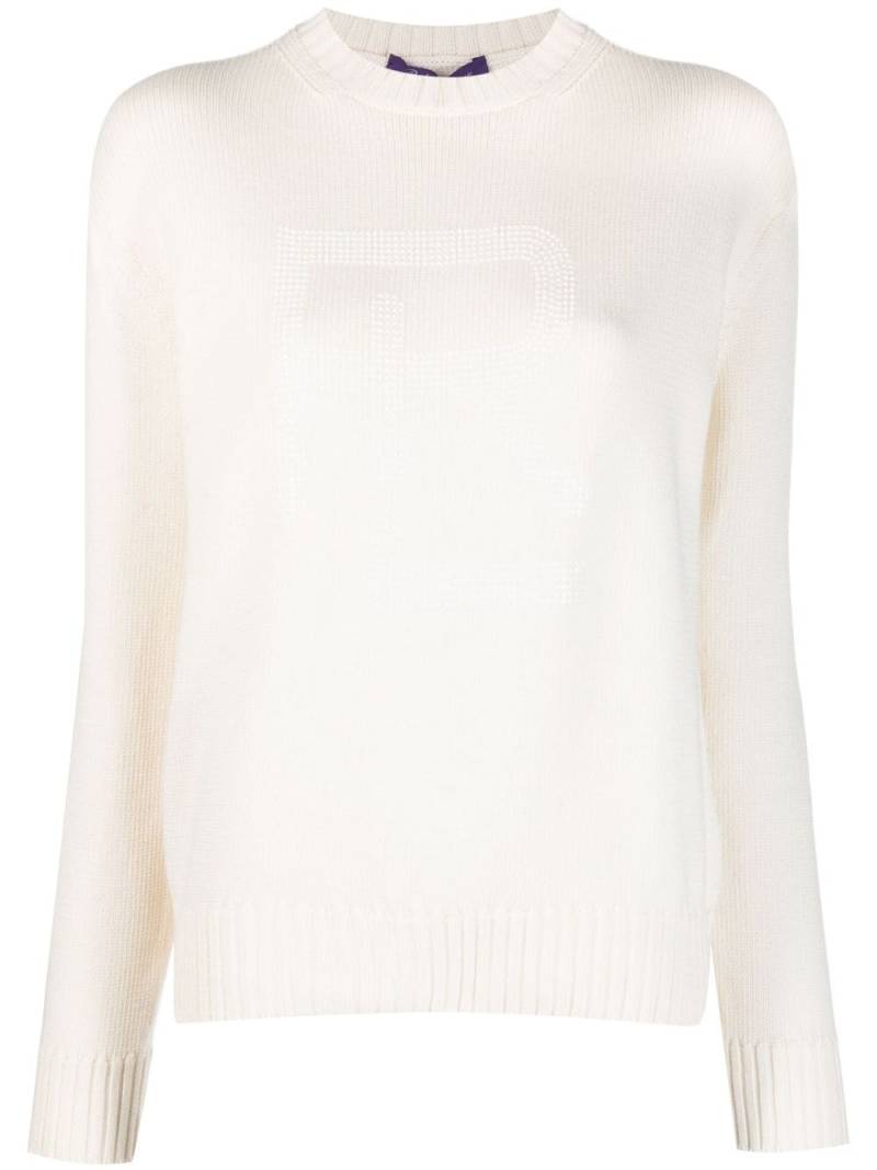 Ralph Lauren Collection logo-embellished long-sleeve jumper - White von Ralph Lauren Collection