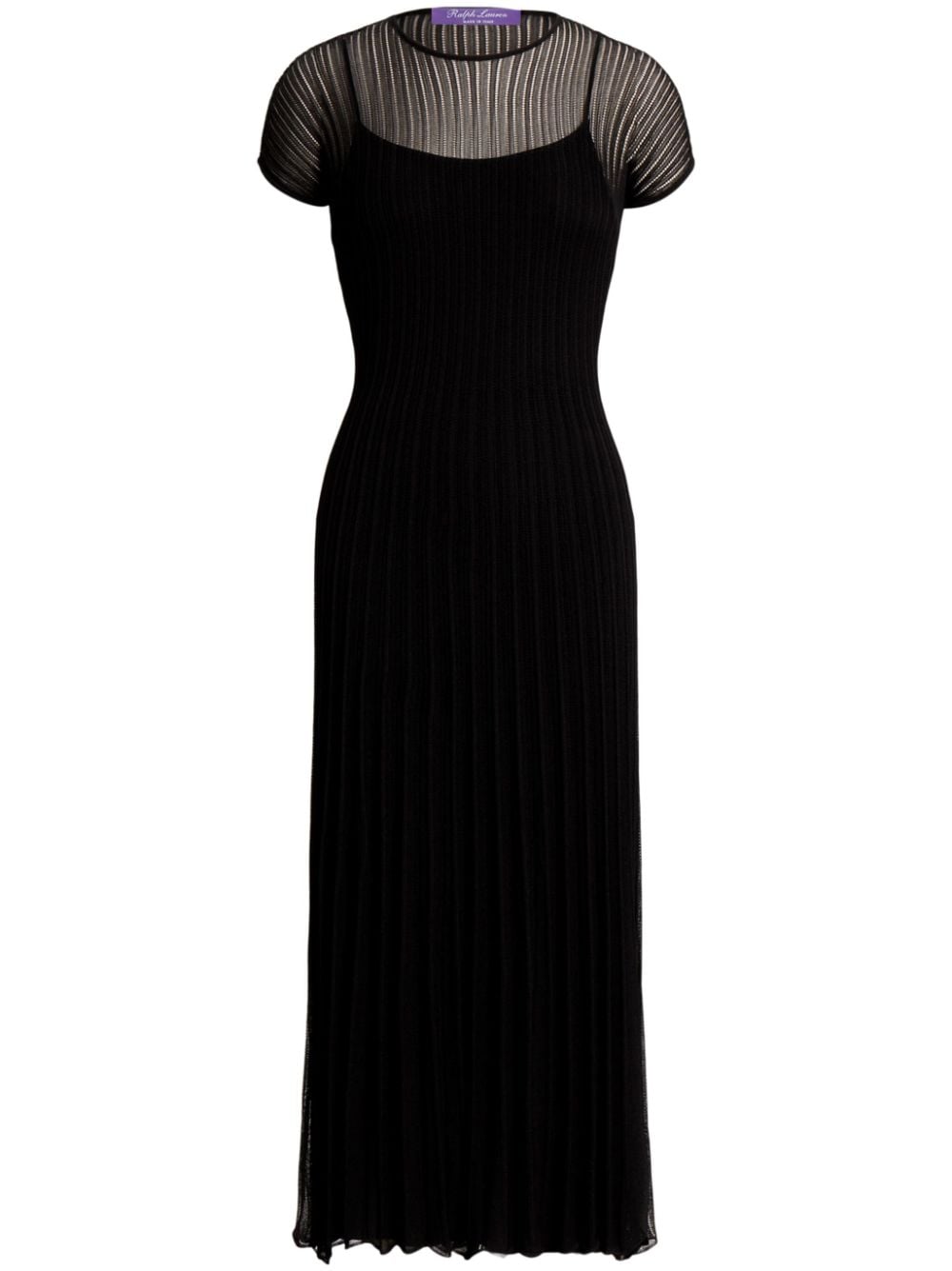 Ralph Lauren Collection pleated cap-sleeves midi dress - Black von Ralph Lauren Collection