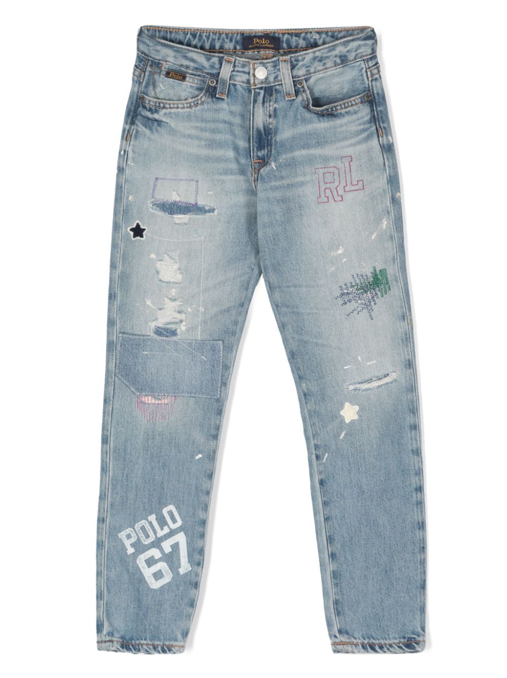 Ralph Lauren Kids Boyfriend logo-print jeans - Blue von Ralph Lauren Kids