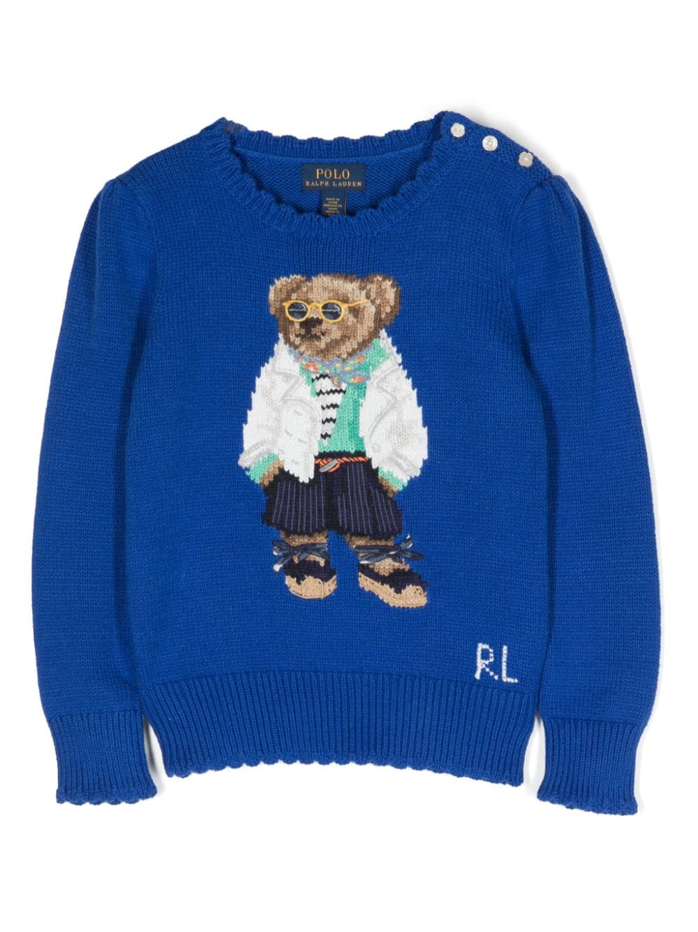 Ralph Lauren Kids Polo-Bear-motif cotton jumper - Blue von Ralph Lauren Kids