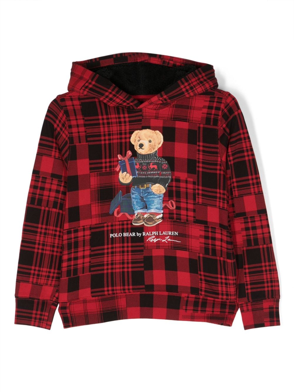 Ralph Lauren Kids Polo Bear plaid hoodie - Black von Ralph Lauren Kids