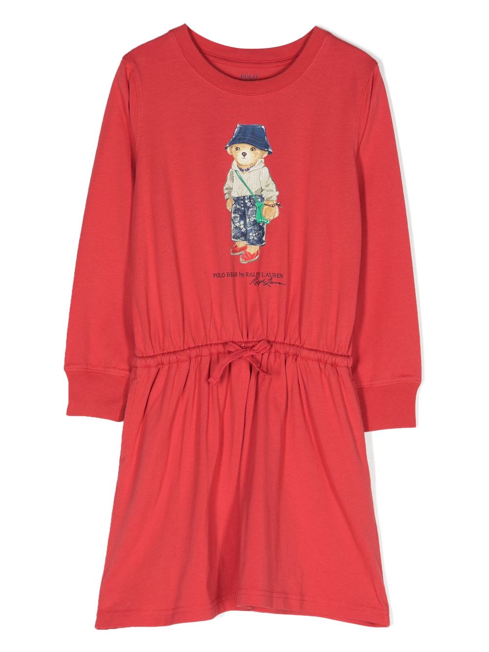 Ralph Lauren Kids Polo-Bear print drawstring short dress - Red von Ralph Lauren Kids