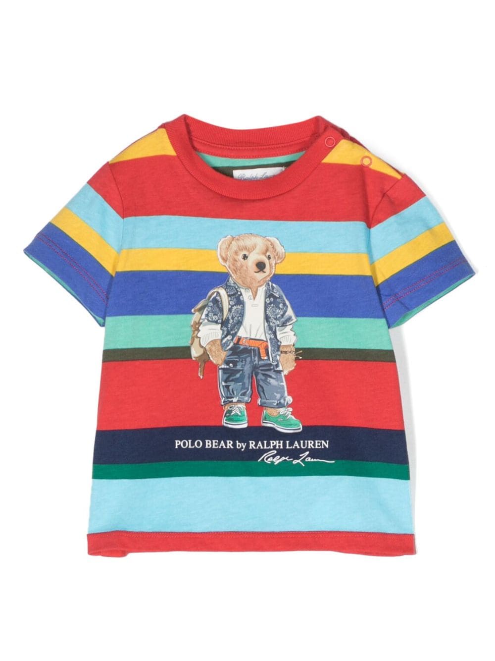 Ralph Lauren Kids Polo Bear-print striped cotton T-shirt - Blue von Ralph Lauren Kids