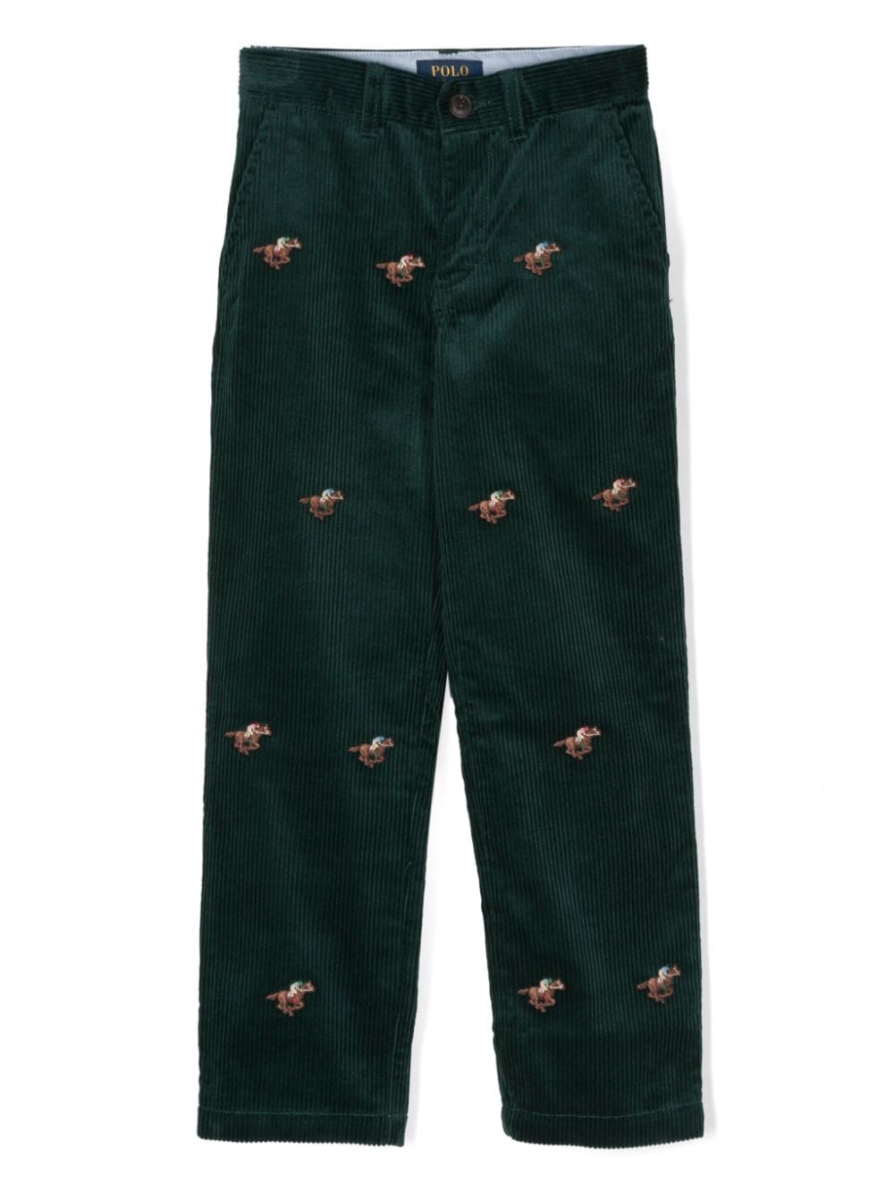 Ralph Lauren Kids Polo Pony-embroidered corduroy trousers - Green von Ralph Lauren Kids