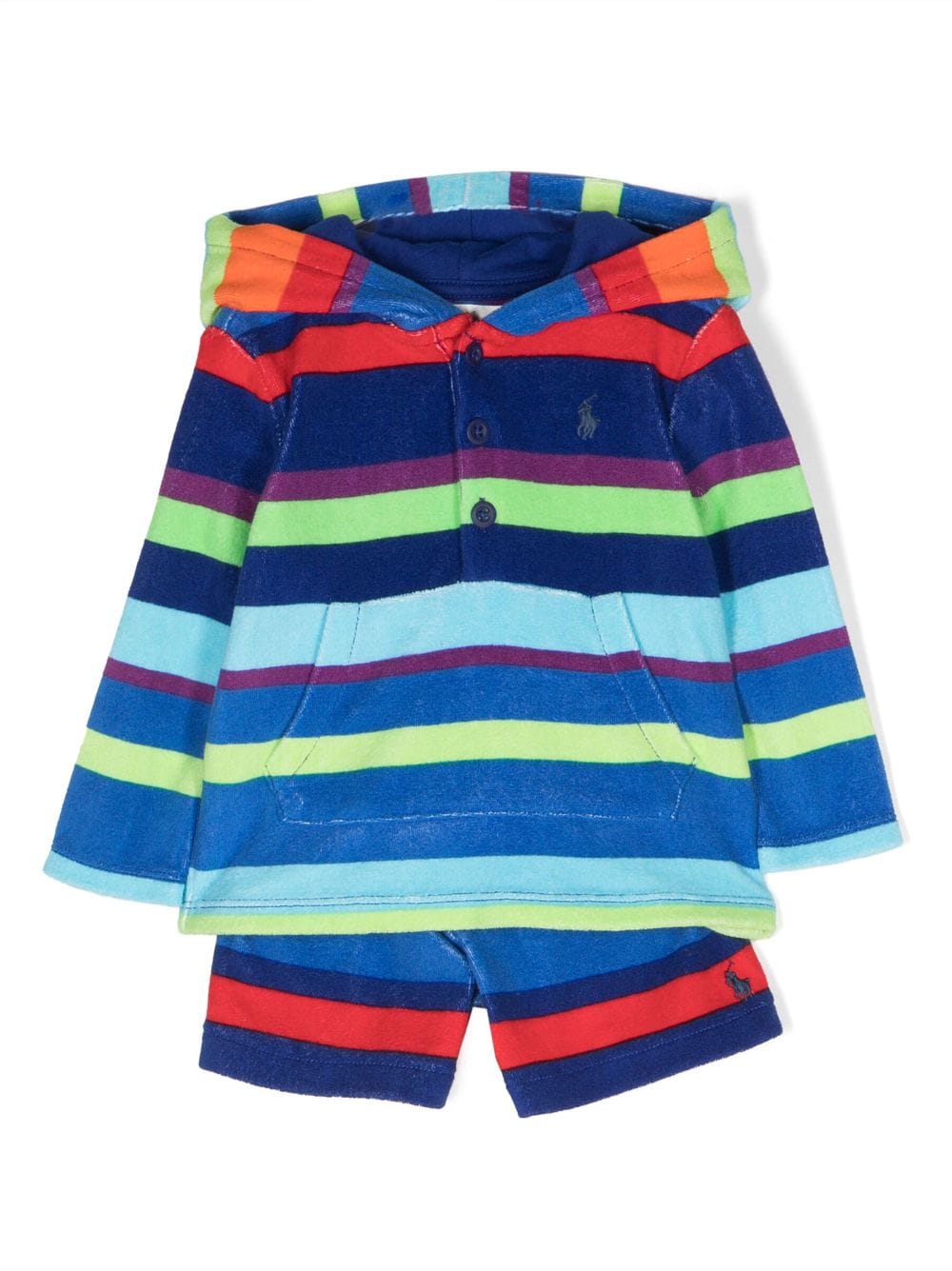 Ralph Lauren Kids Polo Pony-embroidered striped short set - Blue von Ralph Lauren Kids