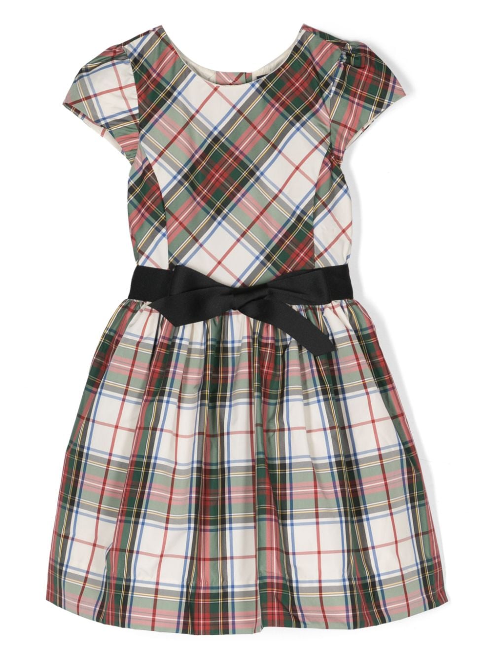 Ralph Lauren Kids bow-detailed checked dress - Neutrals von Ralph Lauren Kids