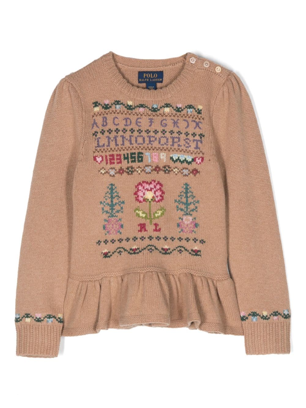 Ralph Lauren Kids embroidered-design crew-neck jumper - Brown von Ralph Lauren Kids