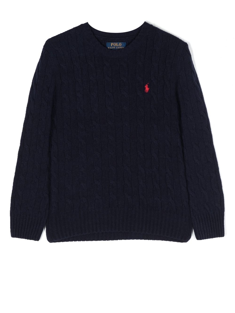 Ralph Lauren Kids embroidered-logo cable-knit jumper - Blue von Ralph Lauren Kids