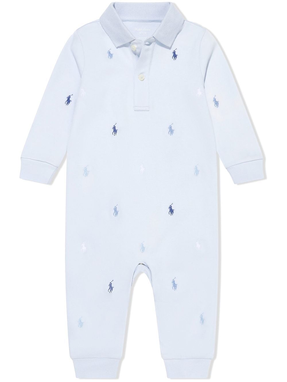 Ralph Lauren Kids embroidered-logo cotton romper - Blue von Ralph Lauren Kids