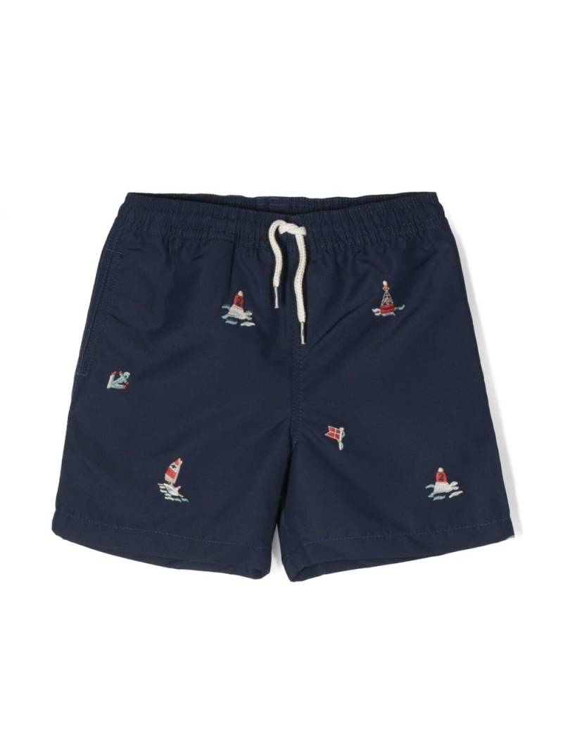 Ralph Lauren Kids embroidered-motif swim shorts - Blue von Ralph Lauren Kids