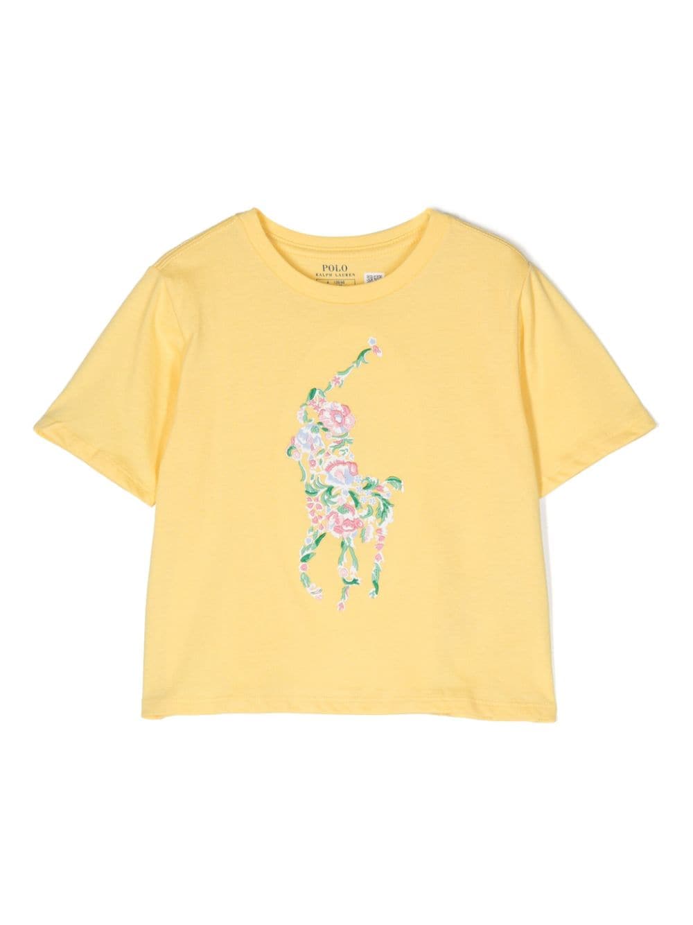 Ralph Lauren Kids floral-embroidery cotton T-shirt - Yellow von Ralph Lauren Kids