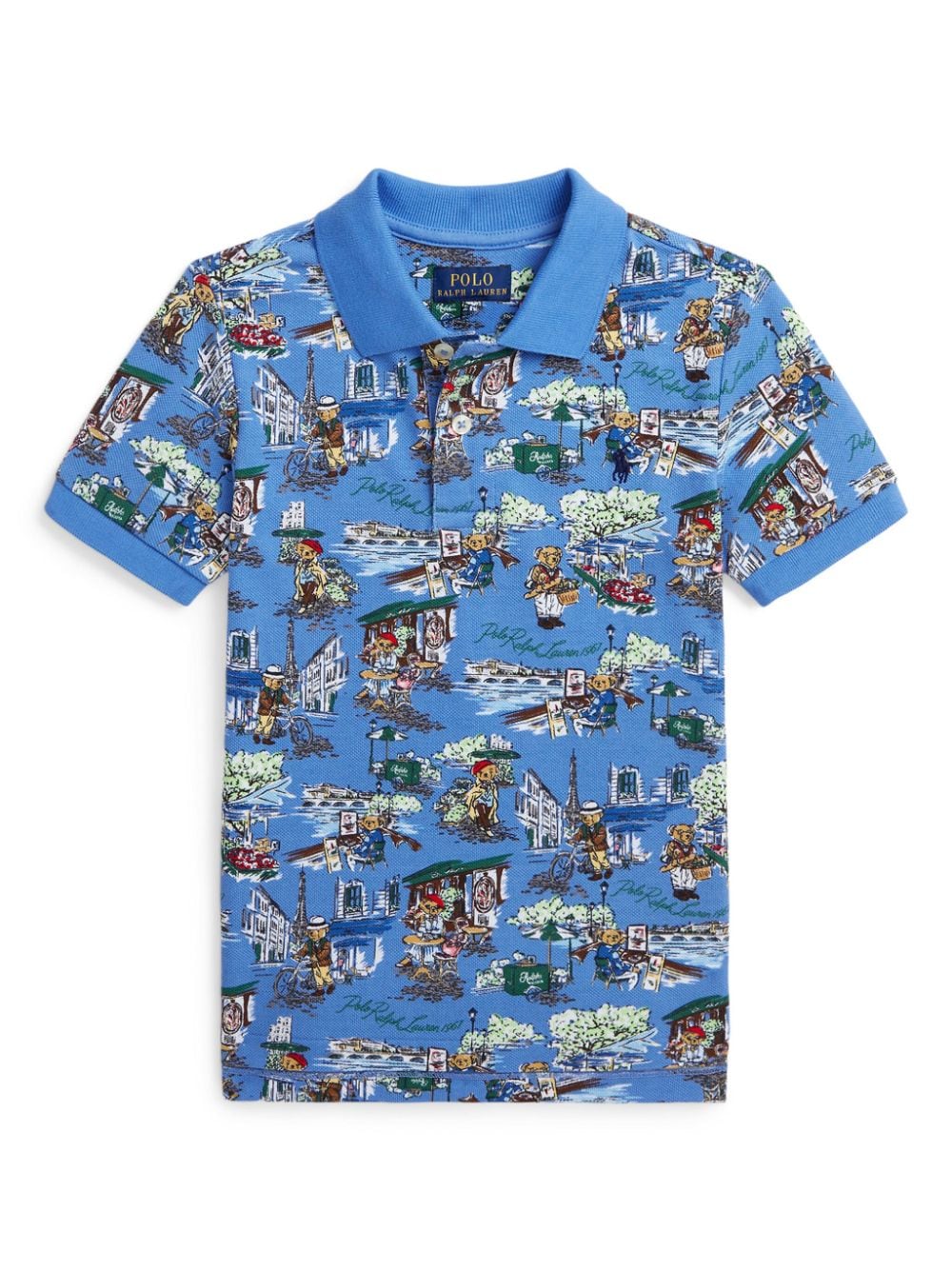 Ralph Lauren Kids graphic-print cotton polo shirt - Blue von Ralph Lauren Kids