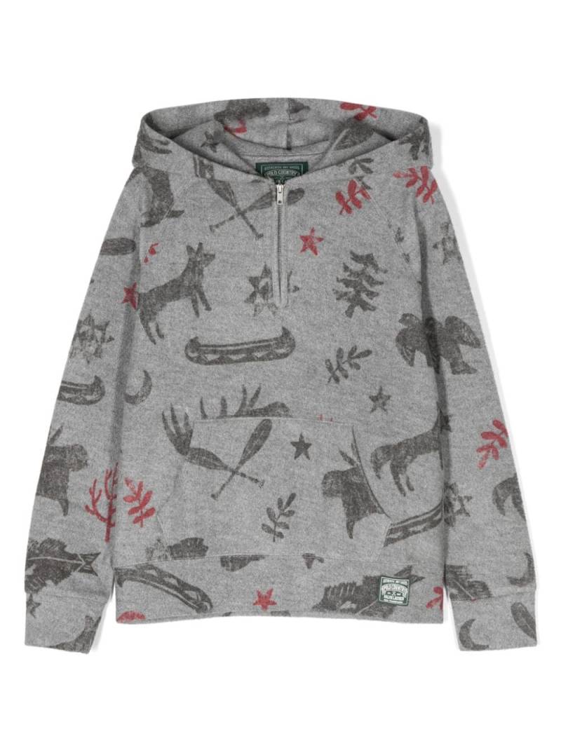 Ralph Lauren Kids graphic-print half-zip hoodie - Grey von Ralph Lauren Kids