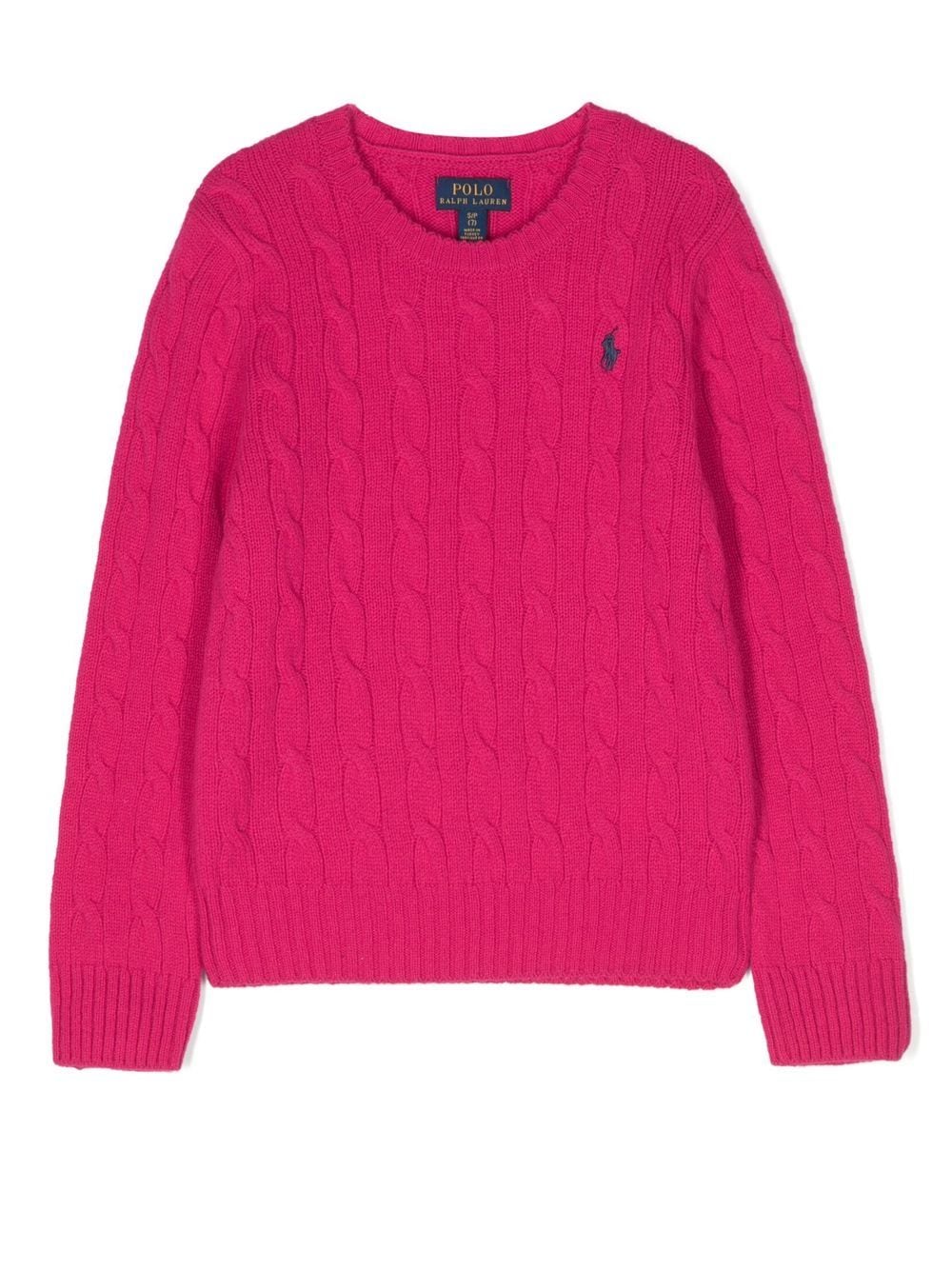 Ralph Lauren Kids logo-embroidered cable-knit jumper - Pink von Ralph Lauren Kids