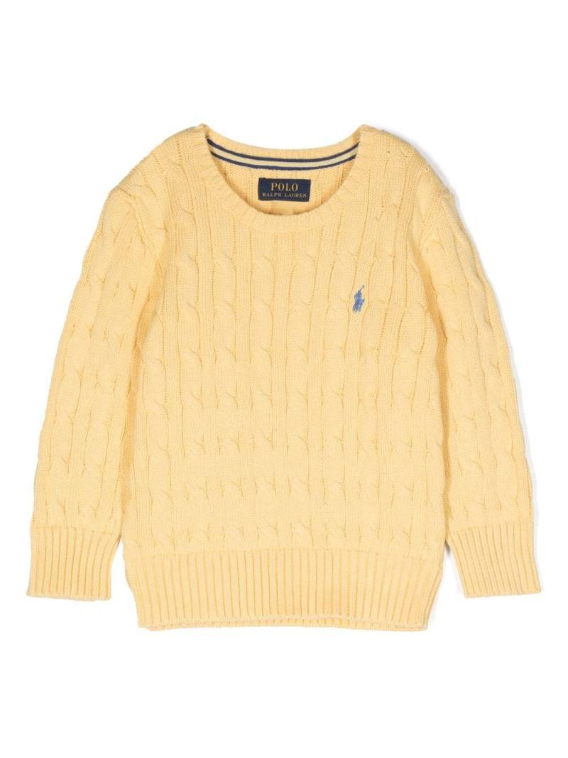 Ralph Lauren Kids logo-embroidered cable-knit jumper - Yellow von Ralph Lauren Kids