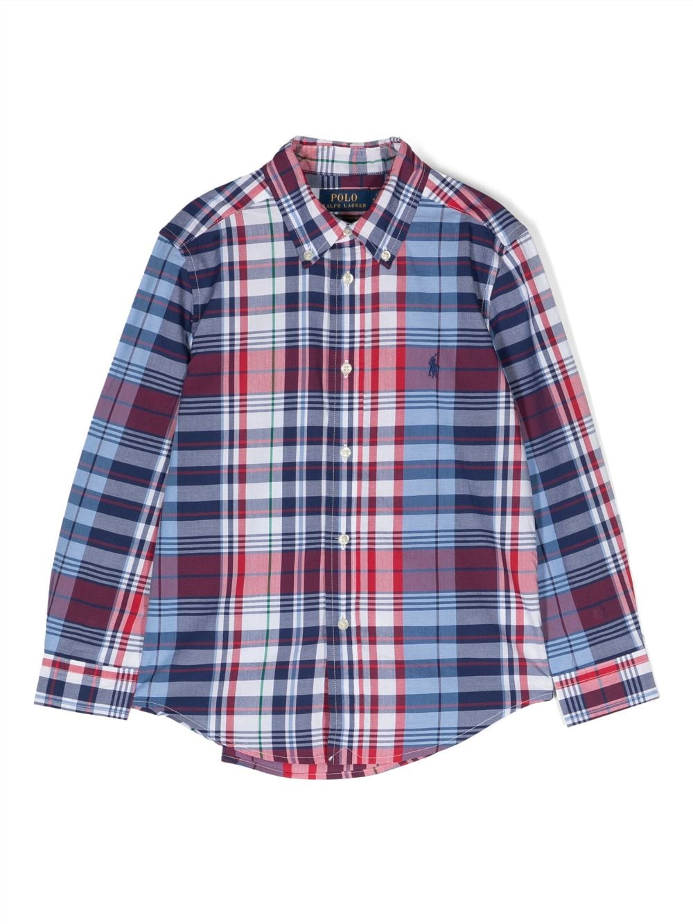 Ralph Lauren Kids logo-embroidered check-print shirt - Blue von Ralph Lauren Kids