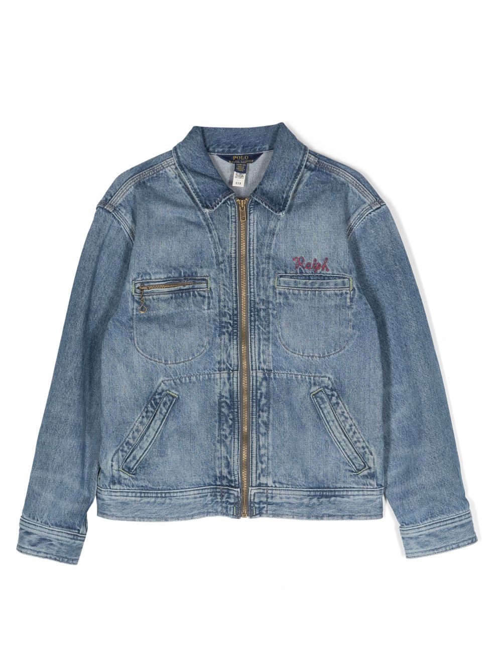 Ralph Lauren Kids logo-embroidered zipped denim jacket - Blue von Ralph Lauren Kids