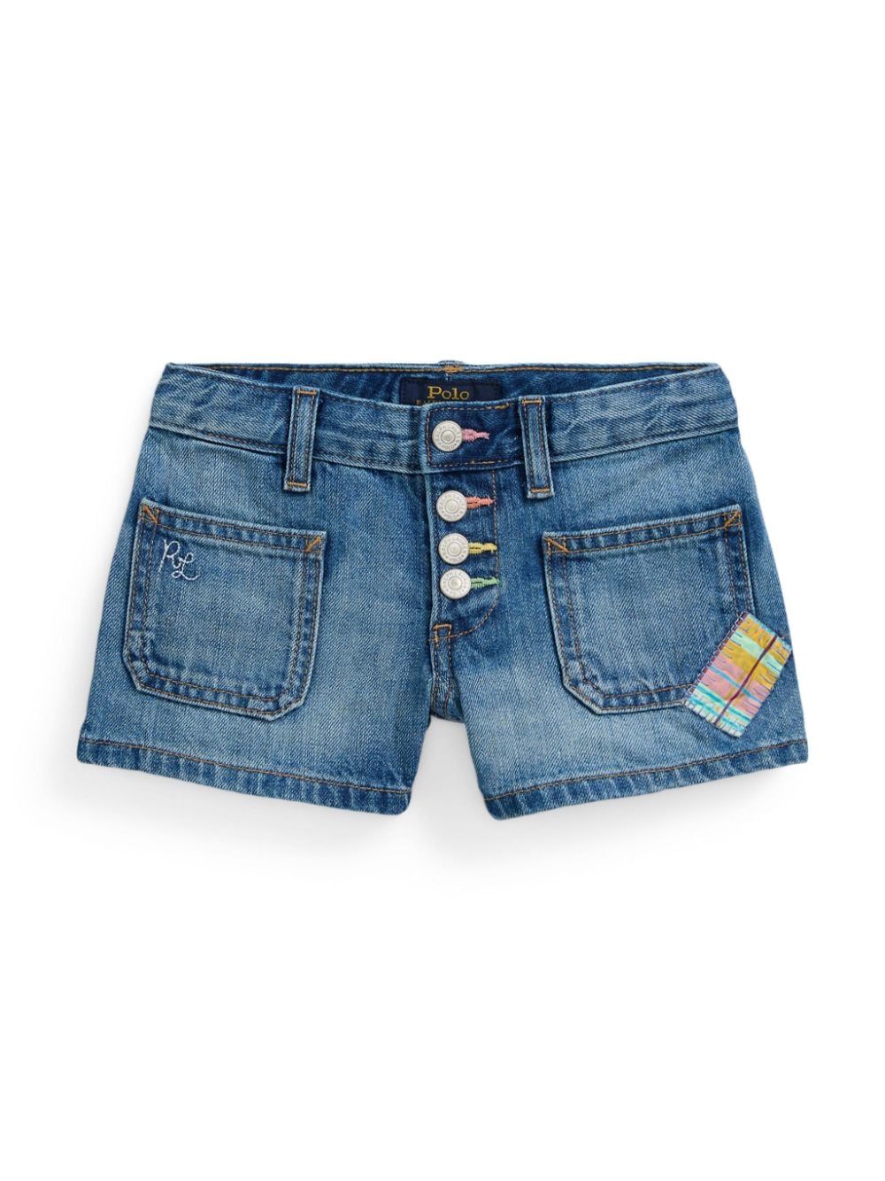 Ralph Lauren Kids patch-detail denim shorts - Blue von Ralph Lauren Kids