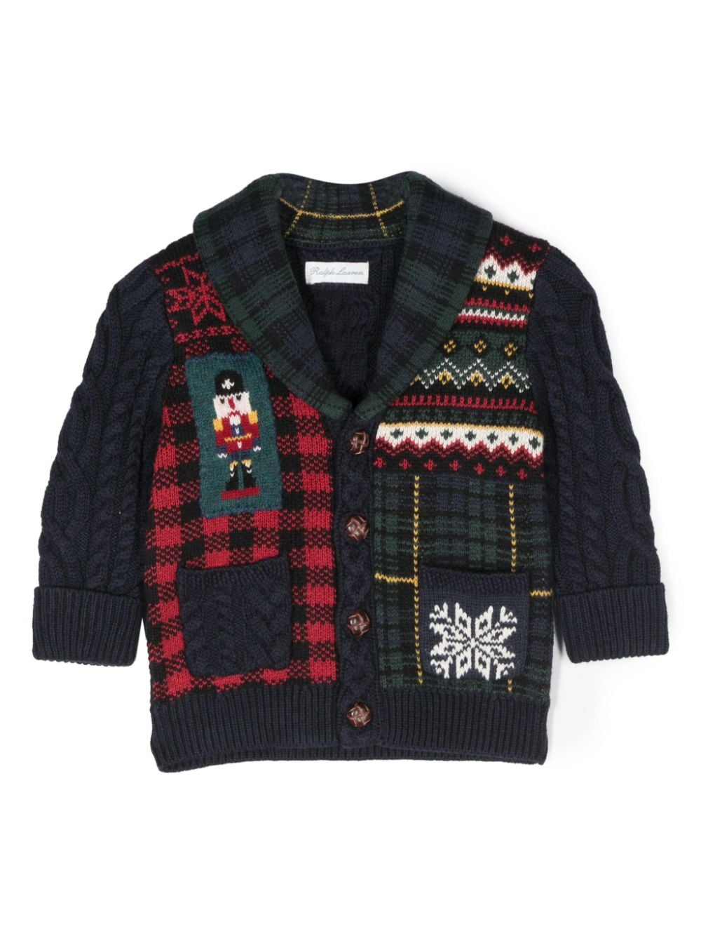 Ralph Lauren Kids patchwork cable-knit cardigan - Blue von Ralph Lauren Kids