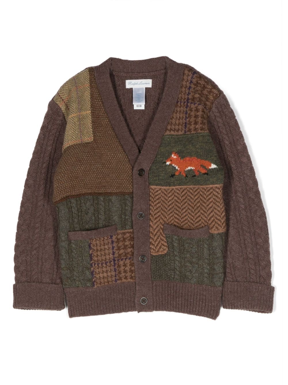 Ralph Lauren Kids patchwork-pattern wool cardigan - Brown von Ralph Lauren Kids