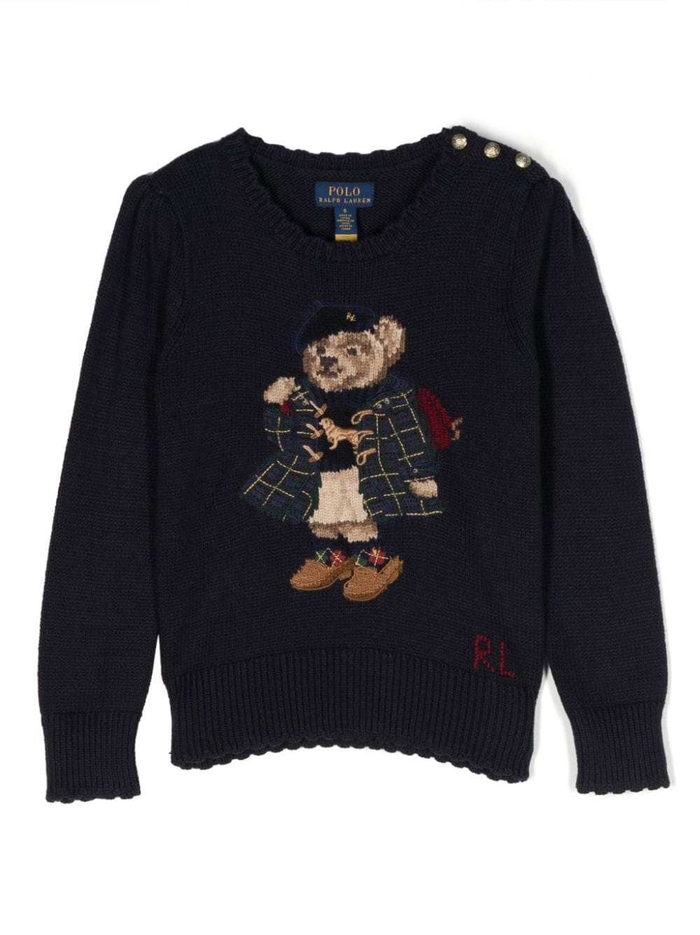 Ralph Lauren Kids patterned-intarsia cotton sweatshirt - Blue von Ralph Lauren Kids