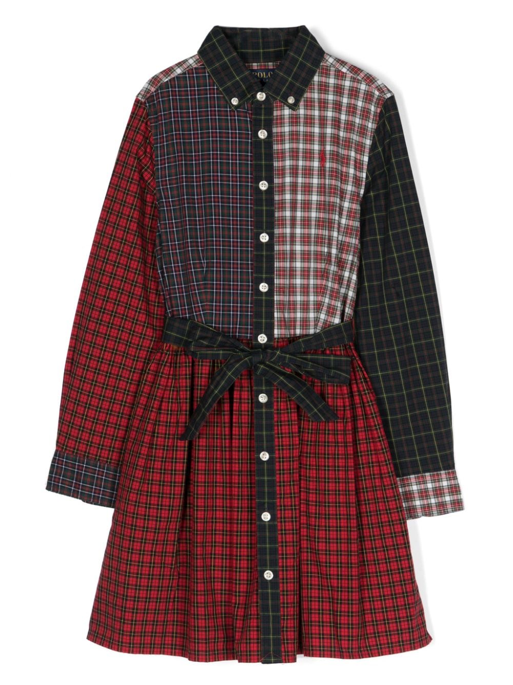 Ralph Lauren Kids checked patchwork cotton shirtdress - Red von Ralph Lauren Kids